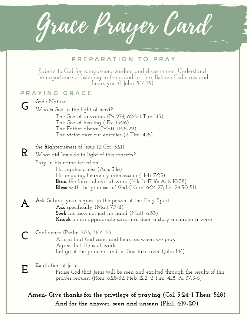Free Prayer Resources-preparing to pray for grace