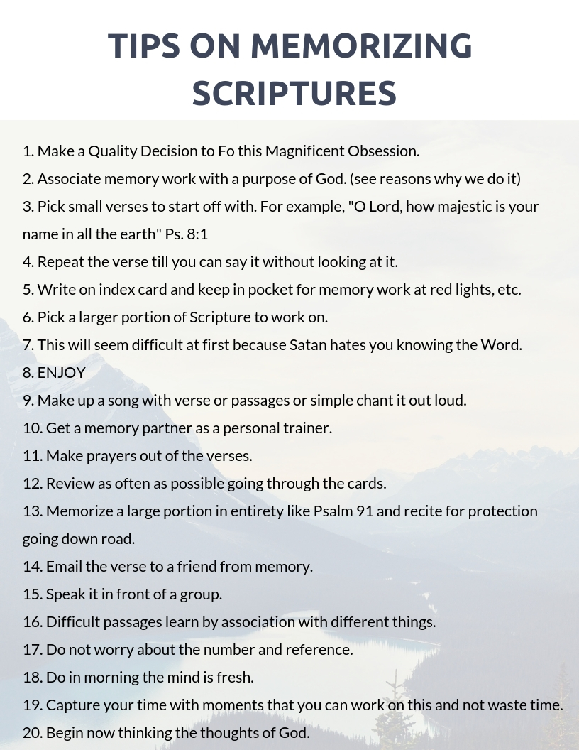 Free Prayer Resources-tips on memorizing scripture